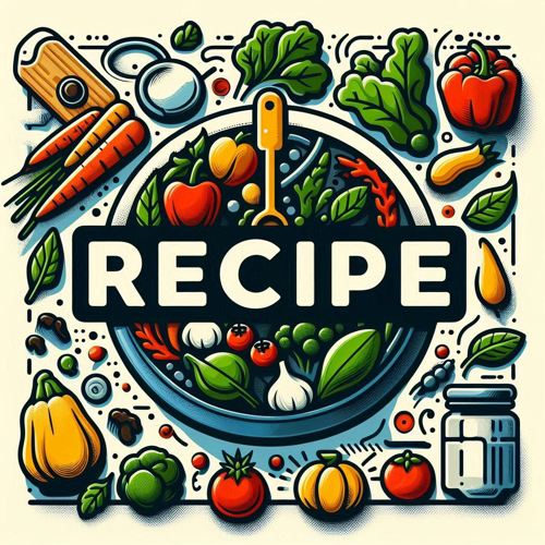 image with the word recipe and vegetables in the background